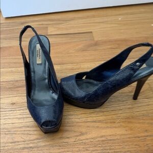 Simply Vera by Vera Wang Navy Peep-Toe Slingback Heels